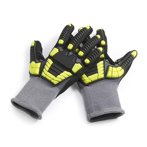Amazon Basics Safety Work Gloves, Cut Level A1, Abrasion ANSI Level A4, Impact-Resistant, Touch Screen Friendly, 15G Sandy Nitrile Palm, Yellow, Size XXXS, Pack of 120 Pairs - size: 3X-Small