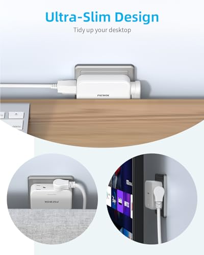 Outlet Extender, 360° Rotating Flat Wall Plug Adapter