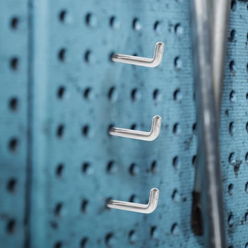 Garneck 12 Pcs Metal Square Peg Board Hooks - Heavy Duty Display Hooks for Supermarket Shelf Rack - Hanging L Style Screw Hook Pegboard Wall Organizer Tool Accessory