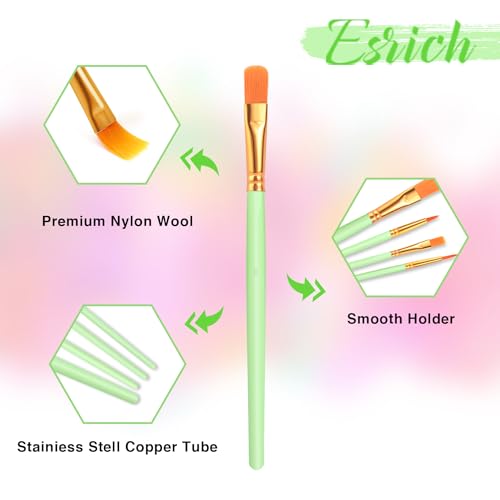ESRICH 200PCS Paint Brushes, Paint Brush for Acrylic Painting - color: Green, size: 200