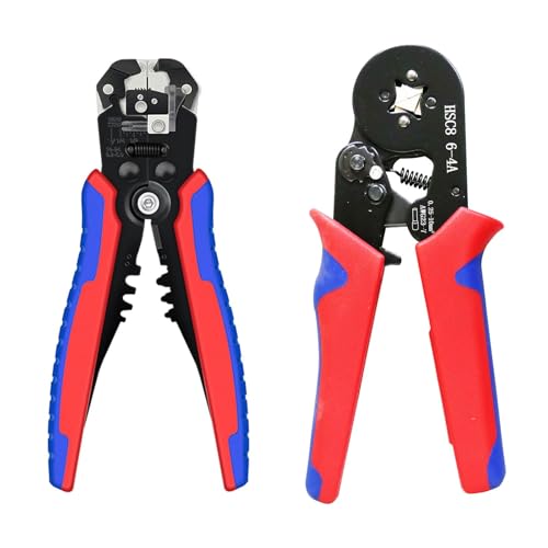 Ferrule Crimping and stripperring Tool Kit, Contain One AWG 23-7 (0.25-10mm²) Self-Adjustable Ratchet Wire Crimping Tool, Suitable for AWG10-24(0.2-6mm²) Wire Stripper and 1900PCS Wire Terminals - size: 1900 pcs+Stripper+Crimper