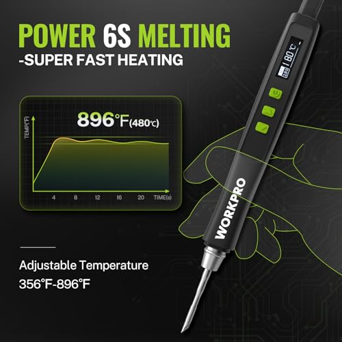 WORKPRO DC Soldering Iron Kit, Fast Heating Soldering Iron Pen with 3 Tips