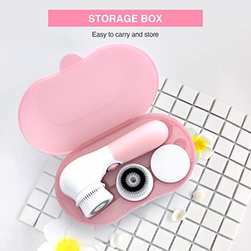 TOUCHBeauty Spin Brush Face Cleanser with 3 Brush Heads for Deep Cleansing Exfoliation and Massaging - color: Pink