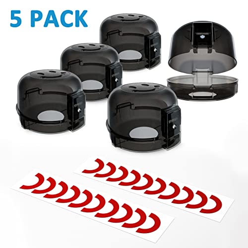 Gas Stove Knob Safety Covers | Oven Lock Baby Proofing - Heat Resistant - color: Black