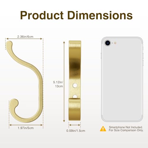 Coat Hooks Wall Mount,Heavy Duty Wall Hooks for Backpack,Towel,Gold 6 Pack - color: Gold, size: 6 Pack