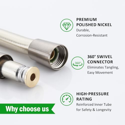 80-Inch Handheld Shower Head Hose Replacement, Compatible with Hansgrohe, Premium Shower Hose Universal G 1/2" Connection, Polished Nickel, 28274820 - size: 80 Inch-Brushed Nickel