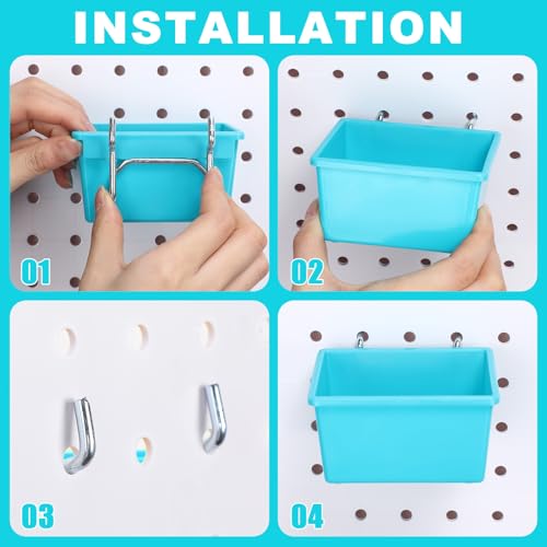 Yookeer 20 Pcs Pegboard Bins and Cups Accessories with Hooks, Blue - color: Blue
