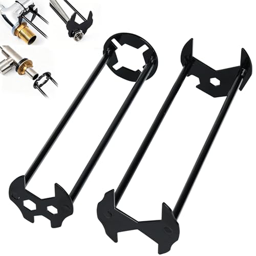 Multifunctional Sink Wrench Faucet Tool 2Pcs - 2026 New 7 in 1 Basin Wrench Faucet Wrench with Four-jaw Hex, Installation Removal Faucet Tool for Tight Spaces Under Sink Bathrooms, Toilets, Kitchens