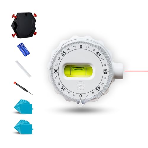 ZANIS Multi Surface Laser Level – Wall-Mountable with Pins, Screws, or Sticky Pads – Dual Dials with Bubble Level – Precision Tool for Hanging Pictures, Shelves, and DIY Projects