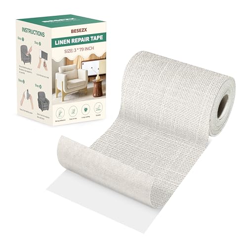 BESEZX Linen Fabric Repair Tape Upholstery Tape 3x79 Inch - color: Beige Grey, size: 3*79 inch