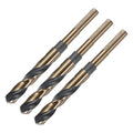 uxcell 3pcs Reduced Shank Twist Drill Bits 14mm Black Nitride & Gold Titanium Coated High Speed Steel 4341 with 10mm Shank for Stainless Steel Alloy Metal Plastic Wood - size: 14mm x 10mm