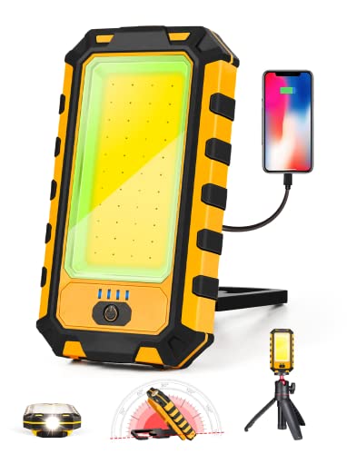 innofox LED Rechargeable Magnetic Work Light 1500Lumens, Hanging Hook 4 Lighting Modes, Job Site Lighting for Car Repairing, Camping, Hunting, and Hurricane(Orange)