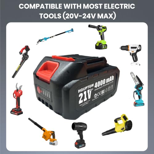 Mini Chainsaw Battery, 21V 4000mAh Lithium Battery with Charger Adapter - size: 4000mAh