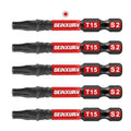 Geinxurn 5 Pieces T15 2 In. Impact Tough Magnetic Insert Bit Set, #15 Torx Head Power Bits, S2 Alloy Steel Star T15 Screwdriver Bits Set - size: 2"-5PCS, style: T15