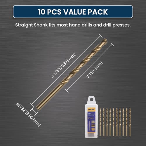 LU&MN M35 Jobber Drill Bits, 5/32", 10 Pcs - size: 5/32"