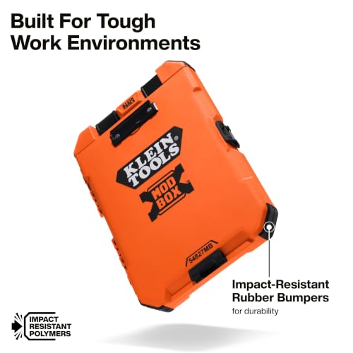 Klein Tools 54827MB MODbox Clipboard with Fold-Out Hook, Weather-Resistant Storage, Removable Internal Pocket, External Pen Clip, Jobsite Storage Case
