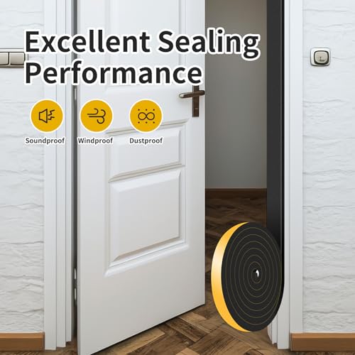 Weather Stripping,High Density CR,Strong Adhesive,1 in x 1/2 in x 26Ft - color: Black, size: 1 in x 1/2 in x 26 ft