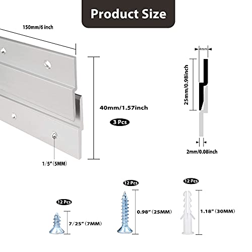 French Cleat Picture Hanger, Aluminum Z Hanger Interlocking Wall Mounting Bracket Hardware Kit Z Clips for Hanging Wall Painting, Mirrors, Panels, Artwork, Cabinet, Whiteboard (6inch-4Pairs) - size: 6 Inch-Standard