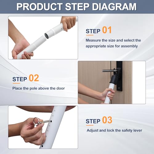 Door Security Bar, 1.25Inch Diameter Heavy Duty Security Bar with Large Rubber Base, Door Stopper for Apartment Hotel Home Travel Screen Door(1 Pack,White) - color: White