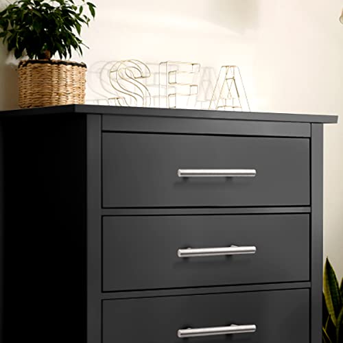Probrico 30 Pack| 3-1/2 Inch Hole Center Cabinet Handles Satin Nickel Stainless Steel Drawer Dresser Pulls, Euro Round T Bar Kitchen Cabinet Pulls, 6 Inch Total Length - color: Brushed Nickel, size: hole center 3-1/2"