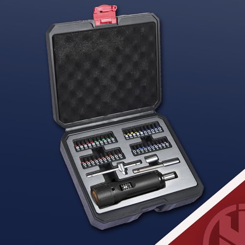 KNINE OUTDOORS Torque Screwdriver Wrench Driver Set 10-70 Inch Pounds lbs for Maintenance with T-bar Handle, 40 Hex Bits, 1/4" Socket, Shaft Extension, For Tools, Bike Repairing and Mounting (Black) - color: Black