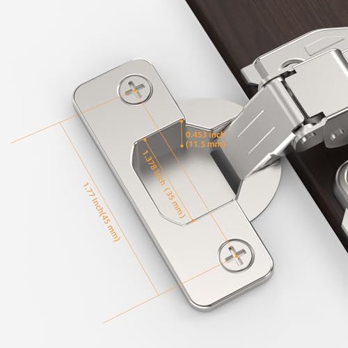Chibery 1/8", 1/4", 5/16" Overlay Soft Close Concealed Hinge for Face Frame Door ＆ Frameless Door, 3D Clip-on Plate, Self Closing Hidden Satin Nickel, 105° Angle, H=3, Half Overlay, 20 Pack - size: H=3, Half Overlay