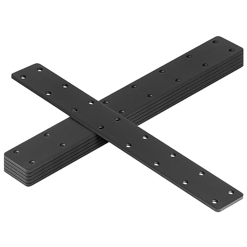 6 Pack 14-3/4" x 2" Black Flat Mending Plate, Metal Steel Long Bracket - size: 14-3/4" x 2"