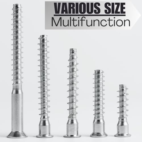 Confirmat Screws, M5 x 50mm 50 PCs, Hex Socket Drive Countersunk Furniture Connecting Self-Tapping Screw Set Carbon Steel Zinc Plated - color: Silver, size: M5x50mm