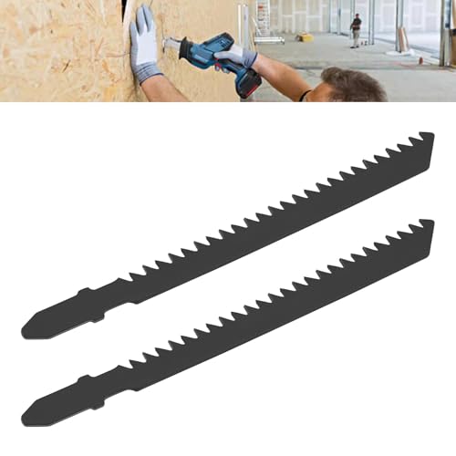 Create idea 20Pcs T111C 8TPI Jigsaw Blade 100mm HCS Jig Saw Blades Set T Shank for Wood Cut Compatible with Bosch Compatible with Dewalt Compatible with Makita Black