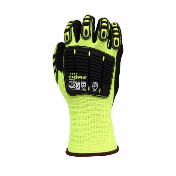Cordova 7735 OGRE Impact Gloves, Padded Nitrile Coating for Extra Grip, Reinforced Thumb, High-Visibility Work Gloves, Flexible and Comfy, Heavy-Duty, Small, 1-Pack - size: Small