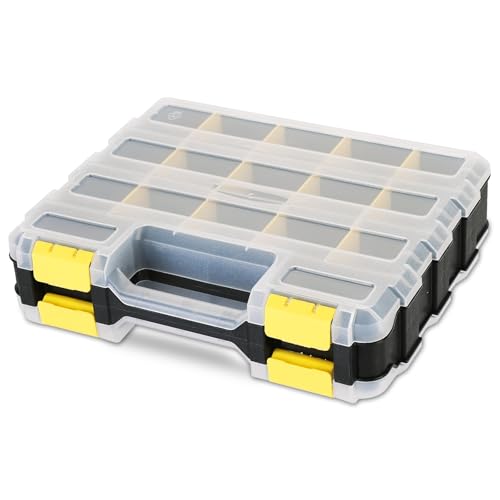 Small Parts Organizer Storage Case Tools Box 34-Compartments - color: Yellow