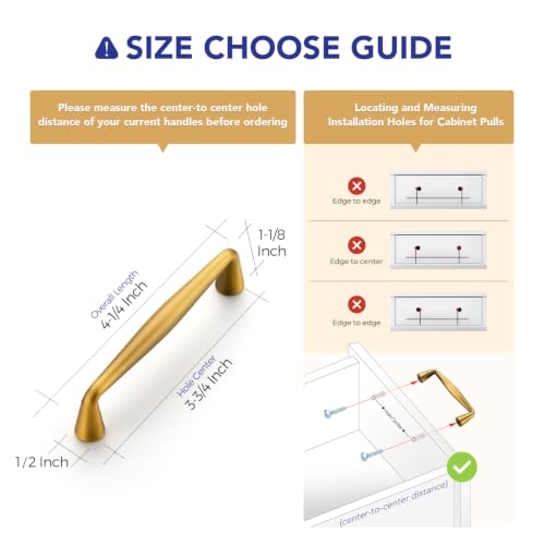 Ravinte Brushed Brass Cabinet Handles Solid Handles,3-3/4 Inch,10 Pack - color: Brushed Brass, size: 3-3/4 Inches Hole Center