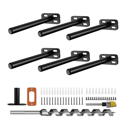 6pcs Wall Shelf Brackets Heavy Duty Floating Shelf Bracket Hidden,Invisible Black Shelving Brackets Decorative Floating Shelf Hardware Heavy Duty,Metal Shelf Support Bracket(6"-6pcs) - size: 6 inch-6pcs