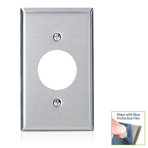 Leviton 1-Gang, Single 1.406-Inch Hole Device Receptacle Wallplate, Standard Size, Device Mount, Stainless Steel, 84004-40
