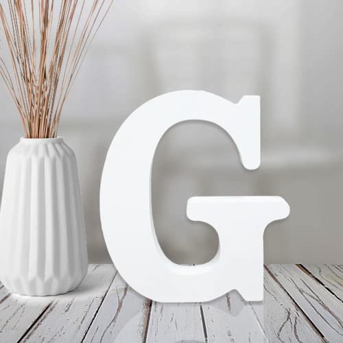 AOCEAN 4 Inch White Wood Letters Unfinished Wood Letter for Wall Decor Decorative Standing Letters Slices Sign Board Decoration for Craft Home Party Projects (G) - style: G