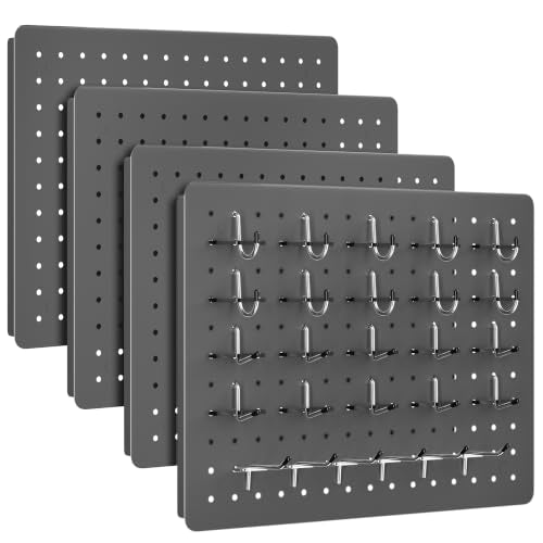Pegboard Organizer, 4 Pack 12 x 16 in Metal Panels, 6 Bins, Gunmetal Gray - color: Gun gray, size: 16"x12"- 4 Pcs