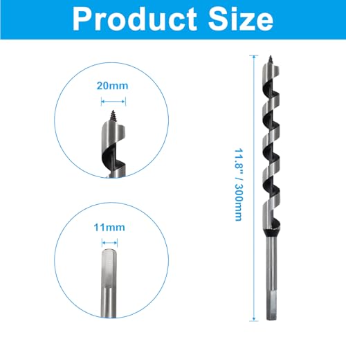 3/4 Inch Wood Auger Drill Bit 12 Inch Long Hex Shank for Hardwood - size: 3/4 x 12 Inch