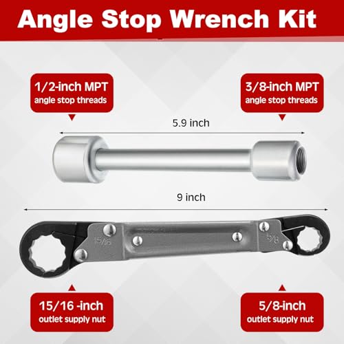 4 Pcs Angle Stop Wrench Kit Plumbing Tool, Olive Ring Removal Tool with Diameter of 1/2", 3/4", Compression Sleeve Puller for 1/2" Compression Fitting, Install Angle Stop Nut(Ferrule,Grey) - size: Grey, style: Ferrule