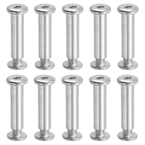 PATIKIL Hex Chicago Screws, 10 Set Binding Screw Posts M6 x 30 mm Connecting Hex Drive Socket Cap Bolt Nuts for Scrapbook Leather Belt Album Photo Furniture Repair, Silver - size: M6 x 30
