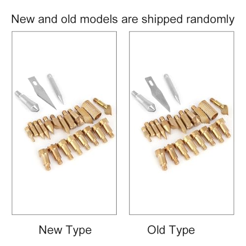 Wood Burning Tips, 23Pcs Craft Wood Burning Pen Tips, Soldering Brass Pen Tips Stencil Soldering Pyrography Working Carving