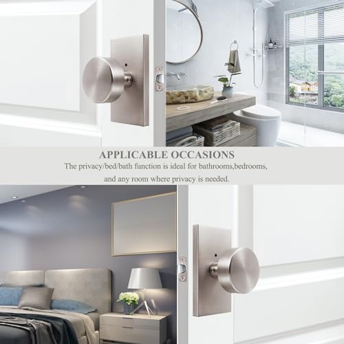 Brushed Satin Nickel Door Knobs Privacy Door Knobs Interior with Lock - color: Brushed Nickel