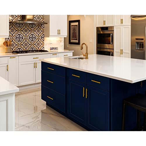 Estmoon 30 Pack Brushed Brass Cabinet Handles 3 Inch Gold Cabinet Pulls Modern Square Drawer Pulls Brass Gold Dresser Pulls Hardware Kitchen Handles for Cabinets and Drawers, 5" Total Length - color: Brushed Brass