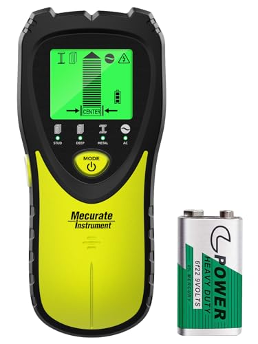 Mecurate 5-in-1 Stud Finder Wall Scanner for Studs, Metal & Live AC Wires - color: Green