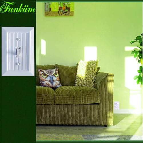 Pure White Classic Beadboard Wall Plates,Light Switch Covers,Electrical Outlet Covers, Switch Plates of Various Combination, Nature Bamboo Fiber Wall plate (1 Gang Toggle 4 Pack) - style: 1 Gang Toggle 4 Pack