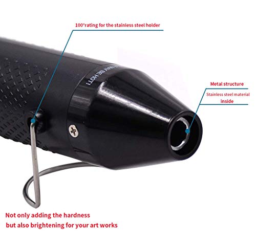 mofa Embossing Heat Pen,Mini Heat Gun,Hot Air Pen Tools Shrink Pen with Stand For DIY Embossing And Drying Paint Multi-Purpose Electric Heating Nozzle 150W 110V (Black,Black) - color: Black,black