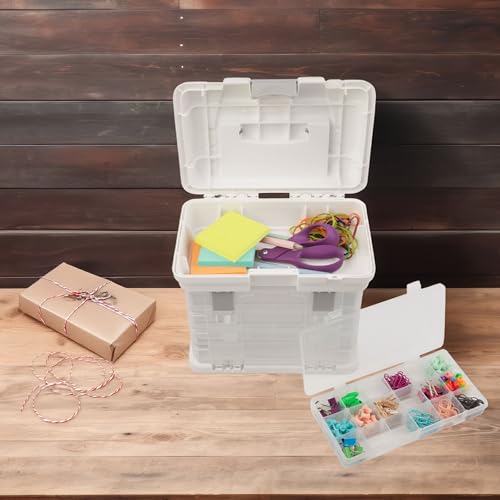 Stalwart Portable Tool Box Small Parts Organizer with Drawers, White