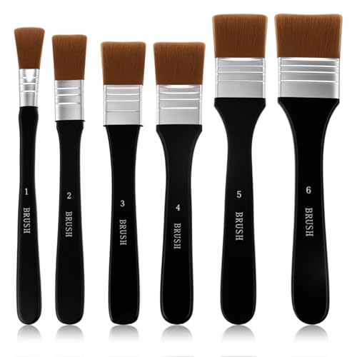 Ouligay 6PCS Large Craft Paint Brushes Wide Flat Paint Brushes for Acrylic Painting Set Nylon Paintbrushes Artist Paint Brushes for Acrylic, Oil, Body, Facial Mask Assorted Size