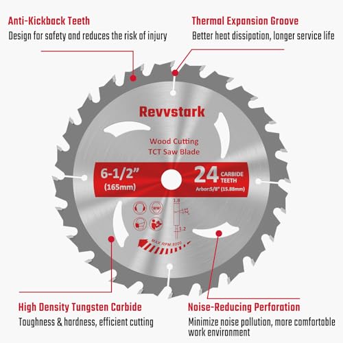10 PCS Circular Saw Blade 6-1/2" 24T for Cutting Wood, 5/8" Arbor - size: 6-1/2 In 24T(10PCS)