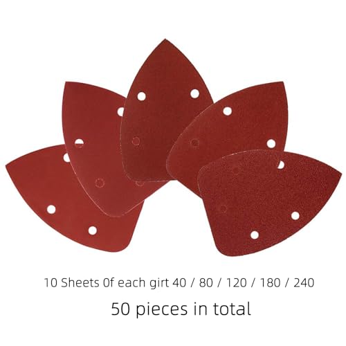 Coceca Mouse Detail Sander Sandpaper Sanding Paper Assorted Sanding Pads 40 80 120 180 240 Grits (50pcs Mouse Sandpaper) - style: 50pcs：each 10 of40/80/120/180/240 grit