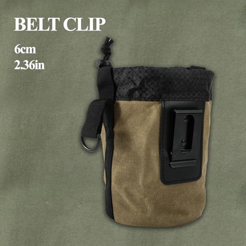 Waxed Canvas Nail/Screw Pouch, Tool Pouch with Belt Clip, 5 x 5 x 8 Inch Rounded Bolt Bag with Stand up Base Metal Clip on Organizer, Nail Pouch Suitable for Carpenters, Electrician, Carpenter - color: Green